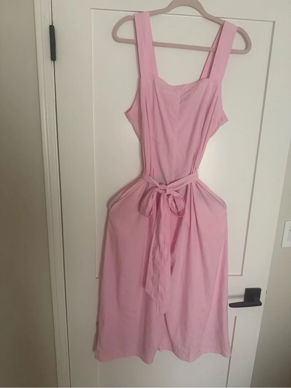 Vince Light Pink Sleeveless Tie-Waist Midi Dress